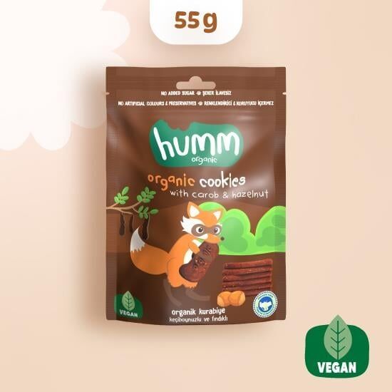 HUMM ORGANİK ORGANİK KEÇİBOYNUZLU FINDIKLI KURABİYE  55 G