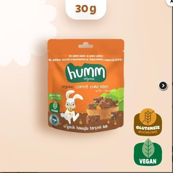 HUMM ORGANİK HAVUÇLU TARÇINLI KEK 30 GR
