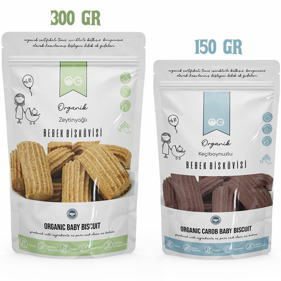 Organik Keçiboynuzlu ve Zeytinyağlı Bebek Bisküvi Seti +6 Ay