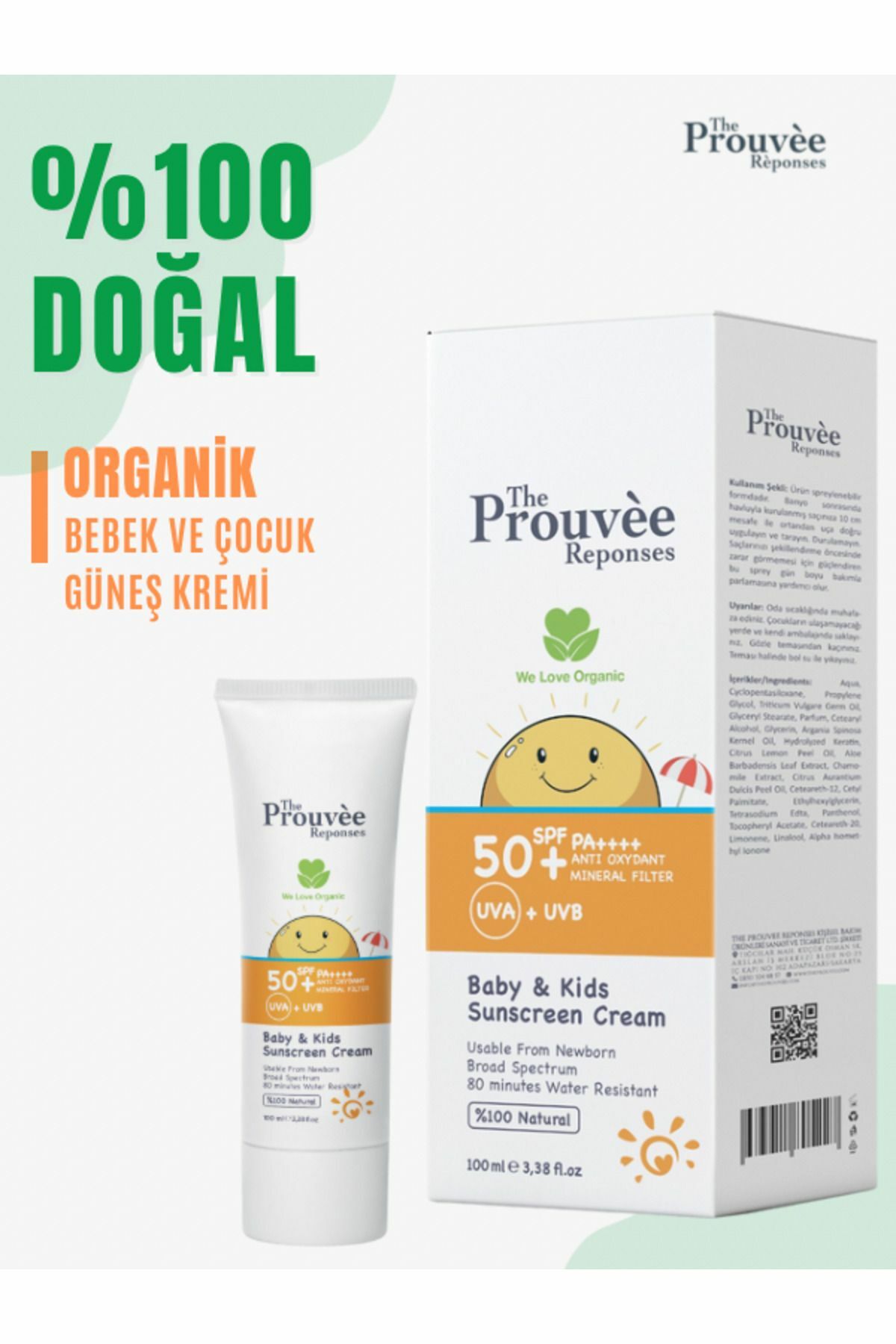 The Prouvee Reponses 50 Spf Bebek Çocuk Güneş Kremi 100 ML