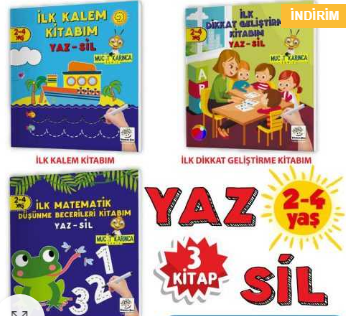 2-4 Yaş Mucit Karınca YAZ-SİL Kitaplar (İlk Kalem, Dikkat, Matematik, Düşünme Becerileri Kitabım)