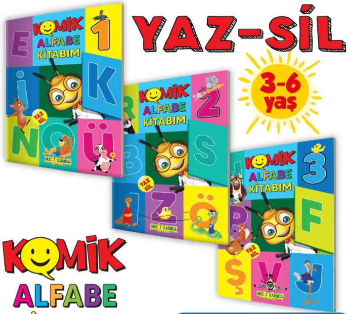 3-6 Yaş YAZ-SİL Komik Alfabe Kitabım