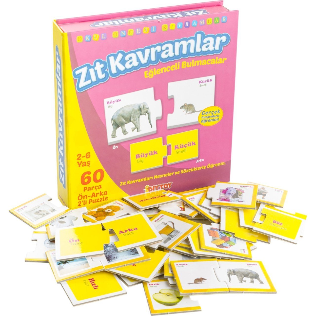 Eğlenceli Zıt Kavramlar 60 Parça Çift Taraflı Puzzle
