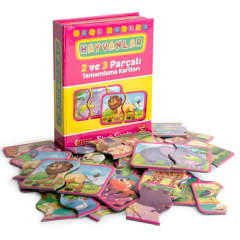 Flash Cards Hayvanlar 2 ve 3 Parçalı Tamamlama Kartları
