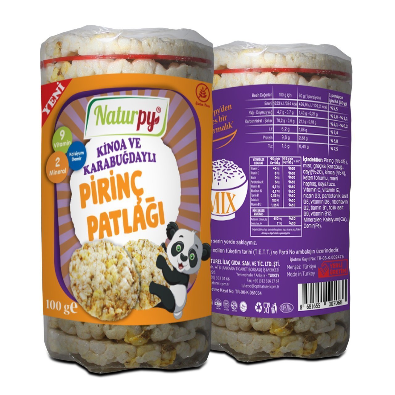 Naturpy Kinoa ve Karabuğdaylı Pirinç Patlağı 100 g (Glutensiz)