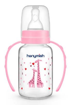 HANYMISH KULPLU CAM BİBERON 125 ML PEMBE