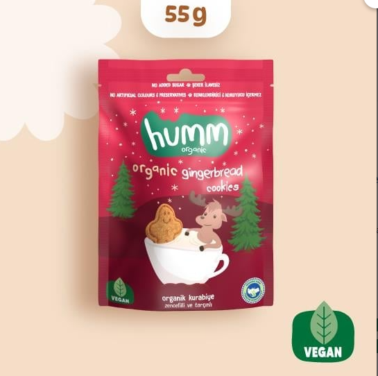 HUMM ORGANİK ZENCEFİLLİ TARÇINLI KURABİYE 55 G
