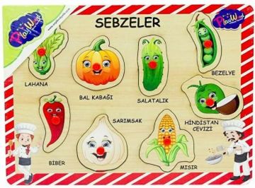 Ahşap Tutmalı Puzzle Sebzeler