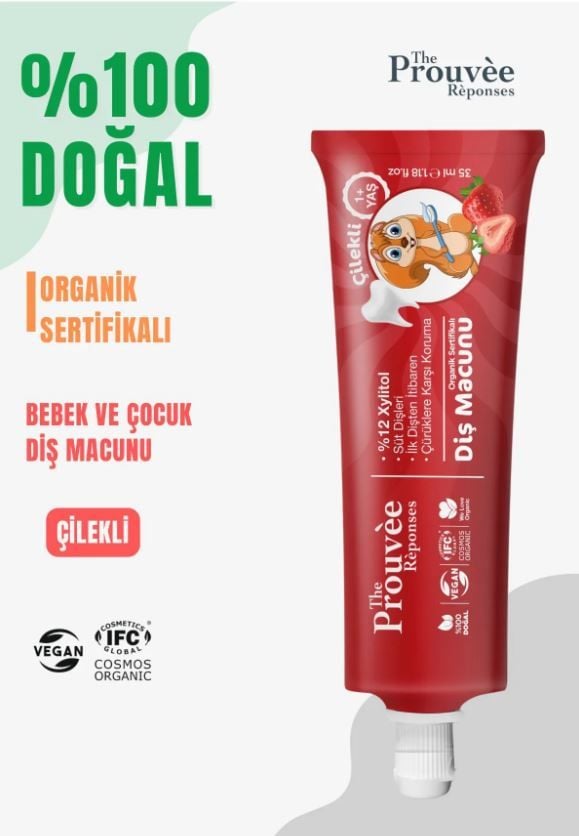 THE PROUVEE %100 DOĞAL ORGANİK BEBEK VE ÇOCUK ÇİLEKLİ DİŞ MACUNU 35 ML (FLORÜRSÜZ)