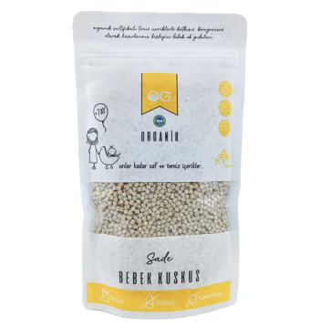 Organik Sütsüz Yumurtasız Sade Bebek Kuskus 250 GR +7Ay