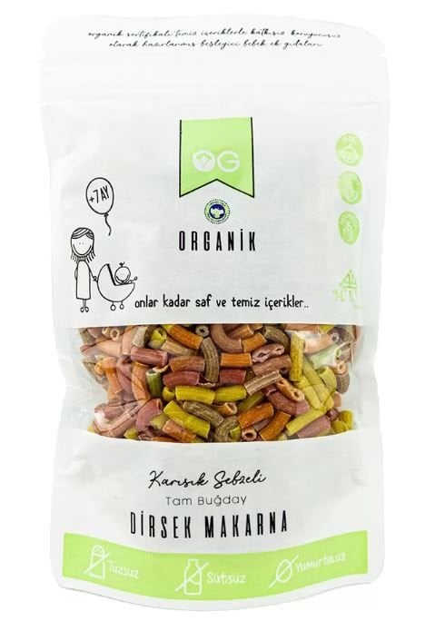 Og Organik Karışık Sebzeli Tam Buğday Dirsek Makarna 200 G