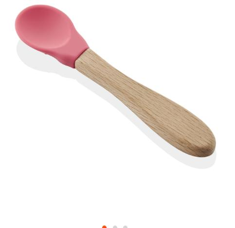 BABYJEM AHŞAP SAPLI SİLİKON KAŞIK PEMBE