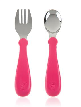 BABYJEM PASLANMAZ ÇELİK ÇATAL KAŞIK SETİ PEMBE