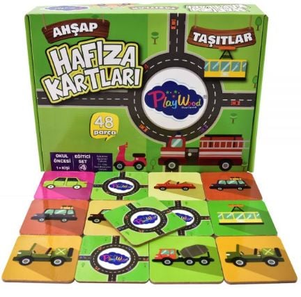 Eğitici Ahşap Hafıza Kartları Taşıtlar