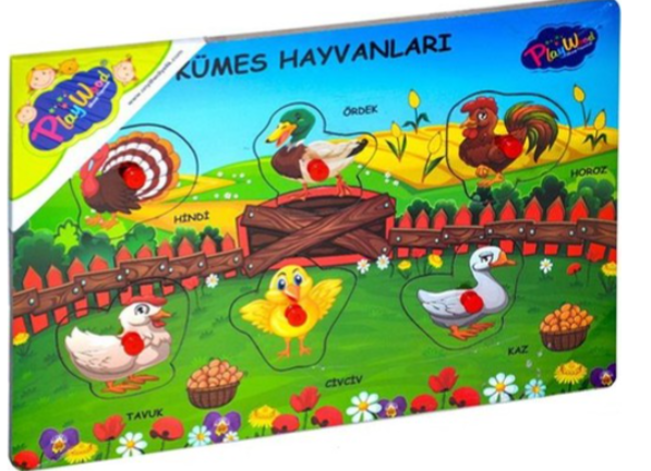 Ahşap Tutmalı Kümes Hayvanları Puzzle