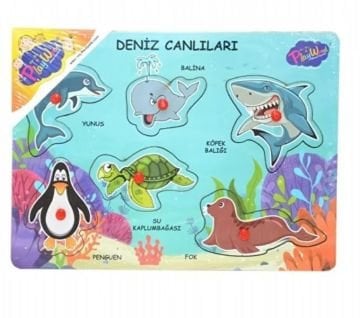 Ahşap Tutmalı Deniz Canlıları Puzzle