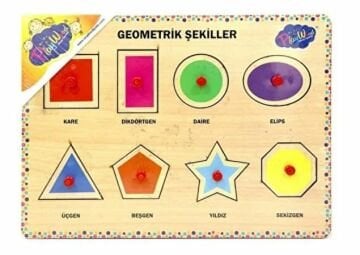 Ahşap Tutmalı Geometrik Şekiller Puzzle