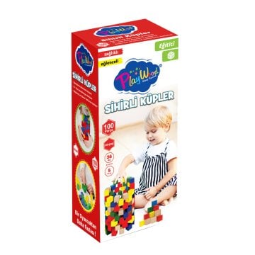 Kutuda Ahşap 100 Parça Sihirli Küpler