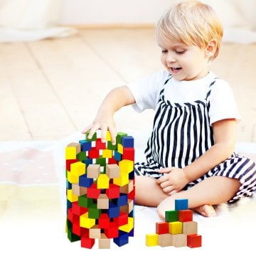 Kutuda Ahşap 100 Parça Sihirli Küpler
