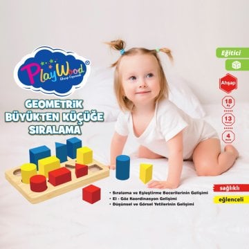 Kutuda Ahşap Geometrik Büyükten Küçüğe Sıralama
