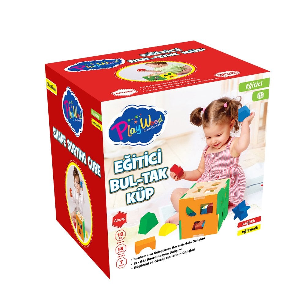Kutuda Ahşap Eğitici Bul-Tak Küp