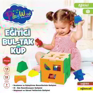 Kutuda Ahşap Eğitici Bul-Tak Küp