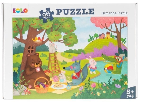 96 Parça Yer Puzzle-Ormanda Piknik