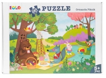 96 Parça Yer Puzzle-Ormanda Piknik